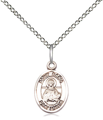 Sterling Silver Saint Daria Pendant on a 18 inch Sterling Silver Light Curb chain