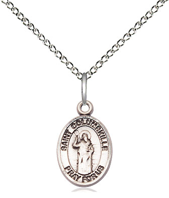 Sterling Silver Saint Columbkille Pendant on a 18 inch Sterling Silver Light Curb chain