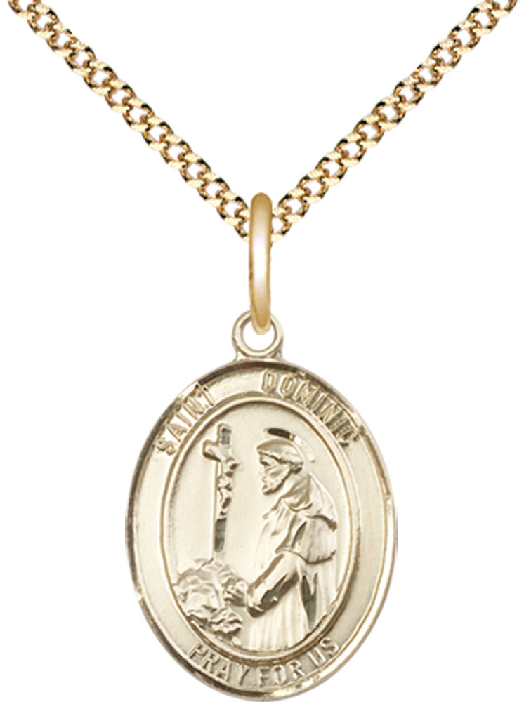 14kt Gold Filled Saint Dominic de Guzman Pendant on a 18 inch Gold Plate Light Curb chain