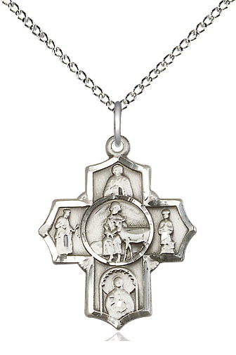 Sterling Silver 5-Way Special Needs Pendant on a 18 inch Sterling Silver Light Curb chain