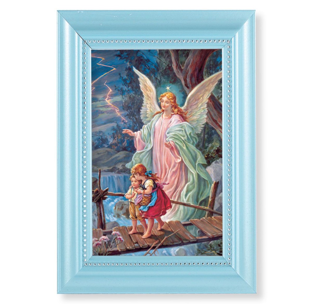 Guardian Angel Print in Blue Frame