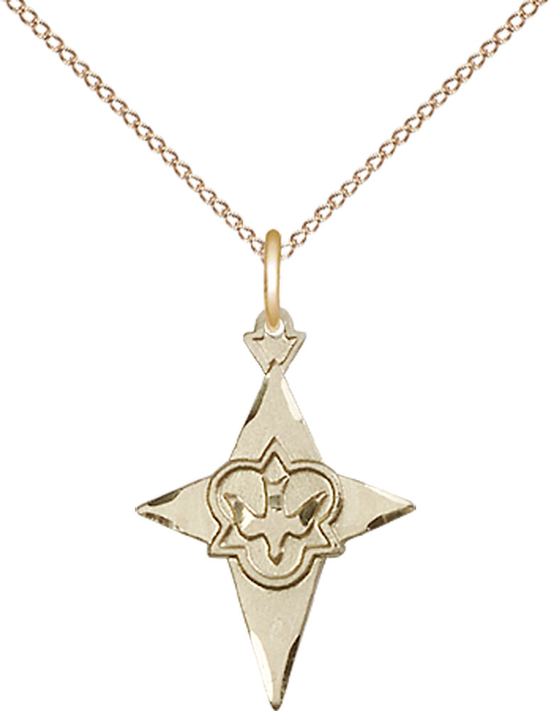 14kt Gold Filled Cross Pendant on a 18 inch Gold Filled Light Curb chain