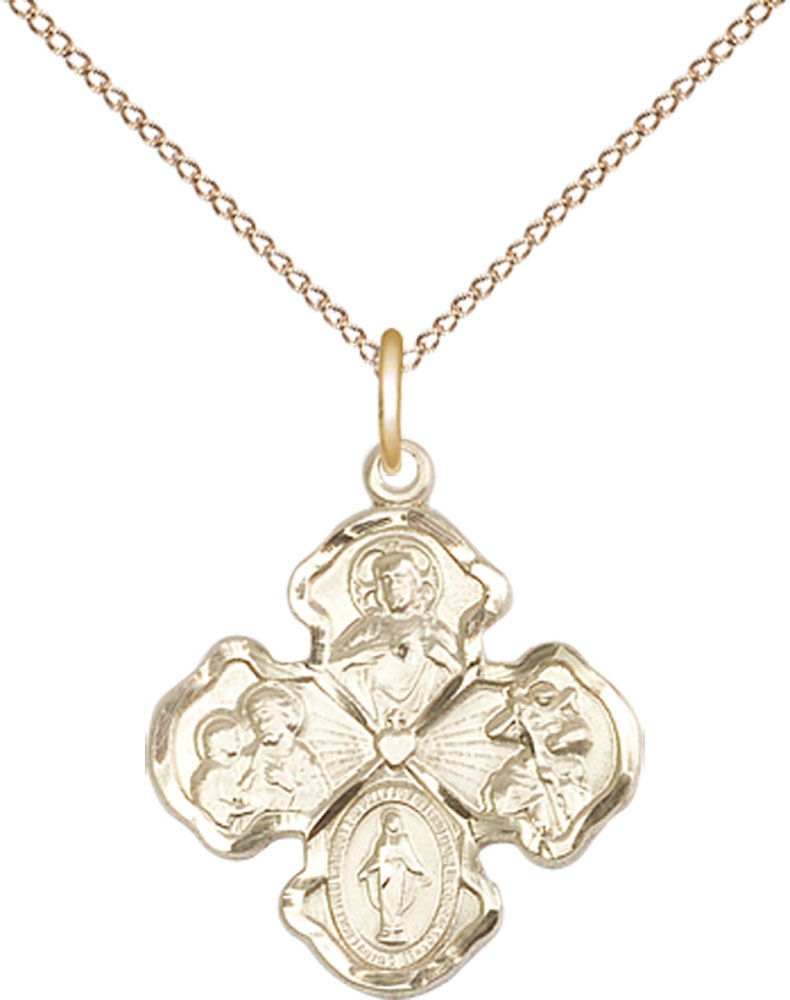 14kt Gold Filled 4-Way Pendant on a 18 inch Gold Filled Light Curb chain
