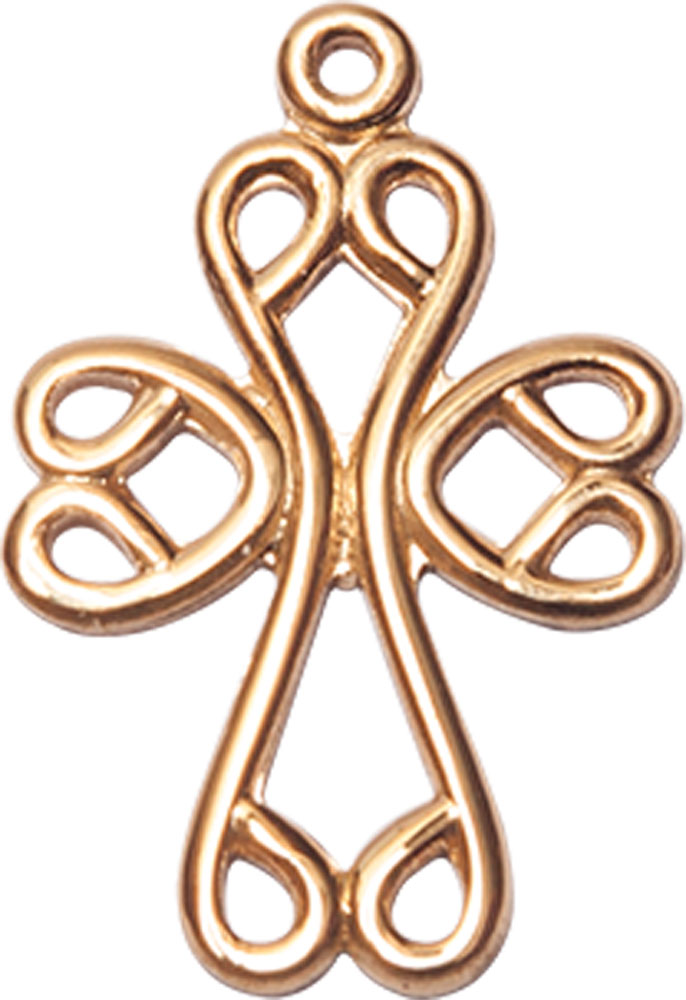 14kt Gold Scroll Cross Medal