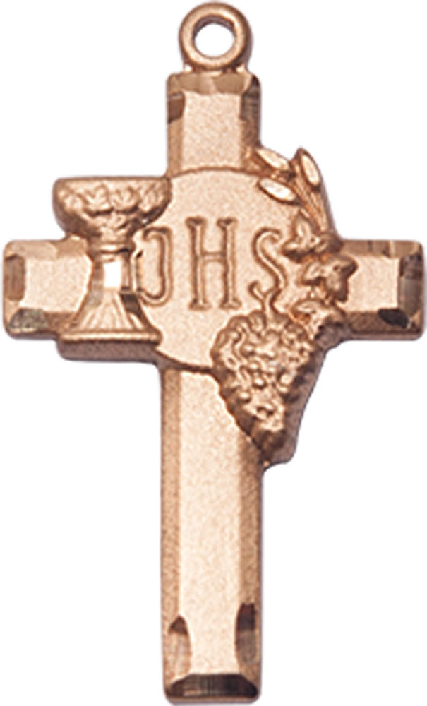 14kt Gold Cross w/IHS Grapes Medal