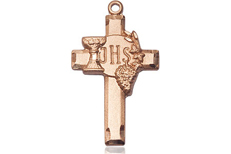 14kt Gold Cross w/IHS Grapes Medal