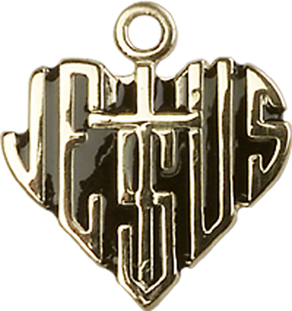14kt Gold Heart of Jesus w/Cross Medal