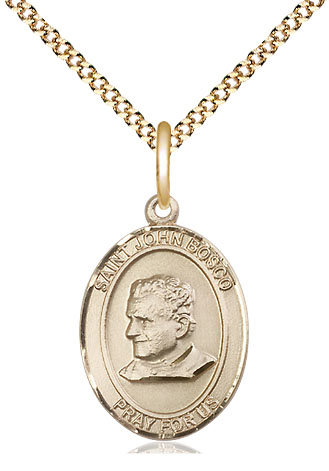 14kt Gold Filled Saint John Bosco Pendant on a 18 inch Gold Plate Light Curb chain