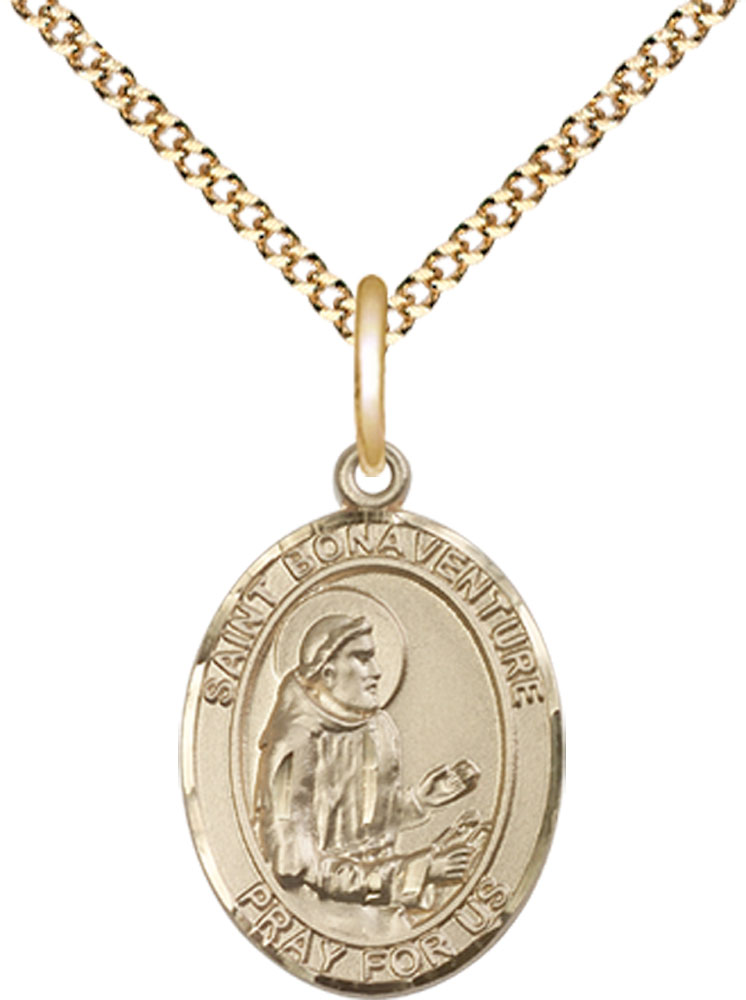 14kt Gold Filled Saint Bonaventure Pendant on a 18 inch Gold Plate Light Curb chain