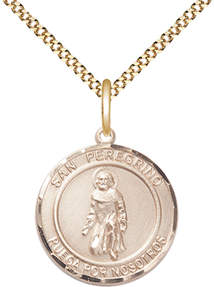 14kt Gold Filled San Peregrino Pendant on a 18 inch Gold Plate Light Curb chain