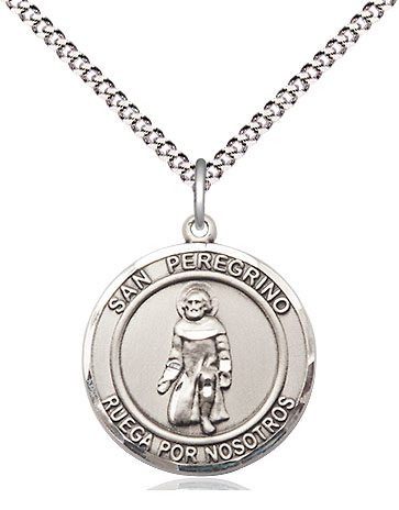 Sterling Silver San Peregrino Pendant on a 18 inch Light Rhodium Light Curb chain