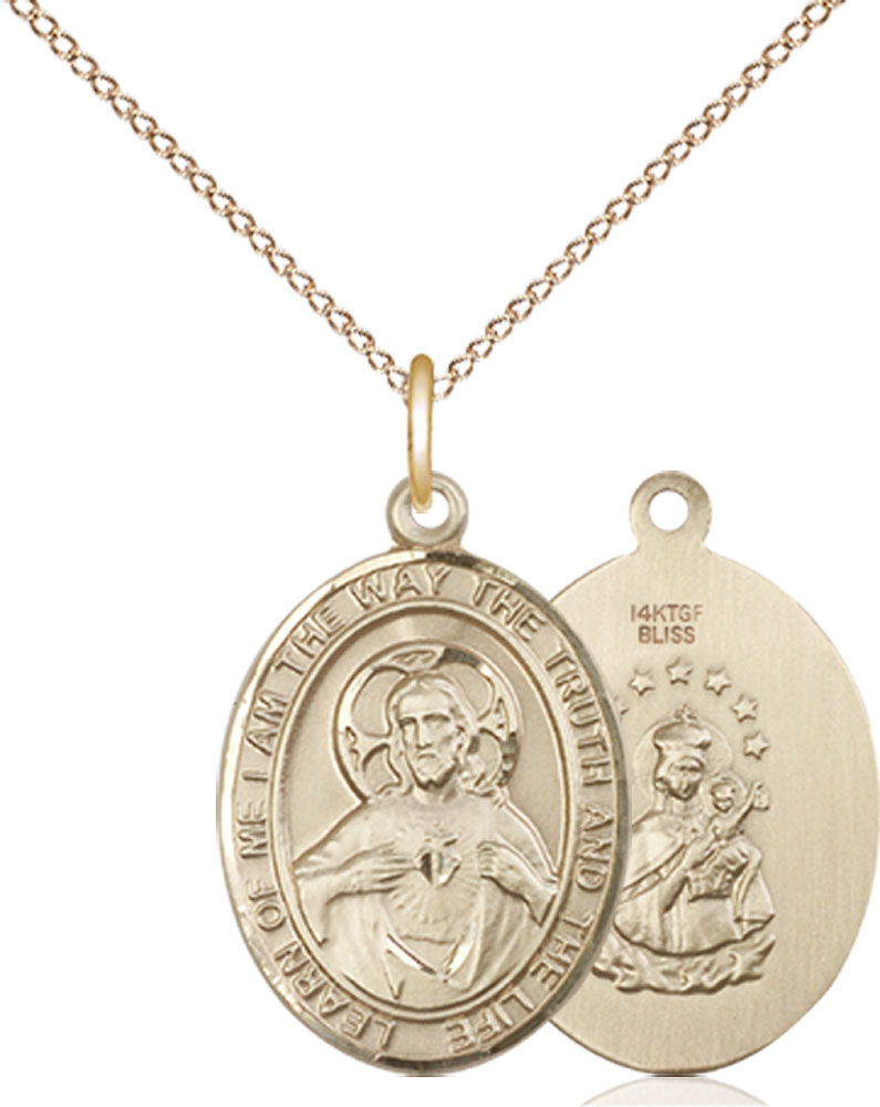 14kt Gold Filled Scapular Pendant on a 18 inch Gold Filled Light Curb chain