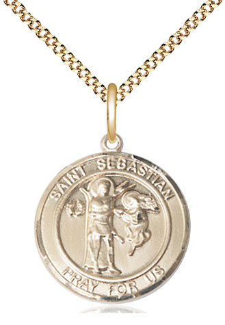 14kt Gold Filled Scapular Pendant on a 18 inch Gold Plate Light Curb chain