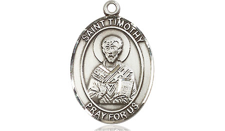 Sterling Silver Saint Timothy Medal - With Box