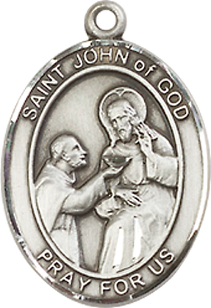 Sterling Silver Saint John of God Medal - With Box