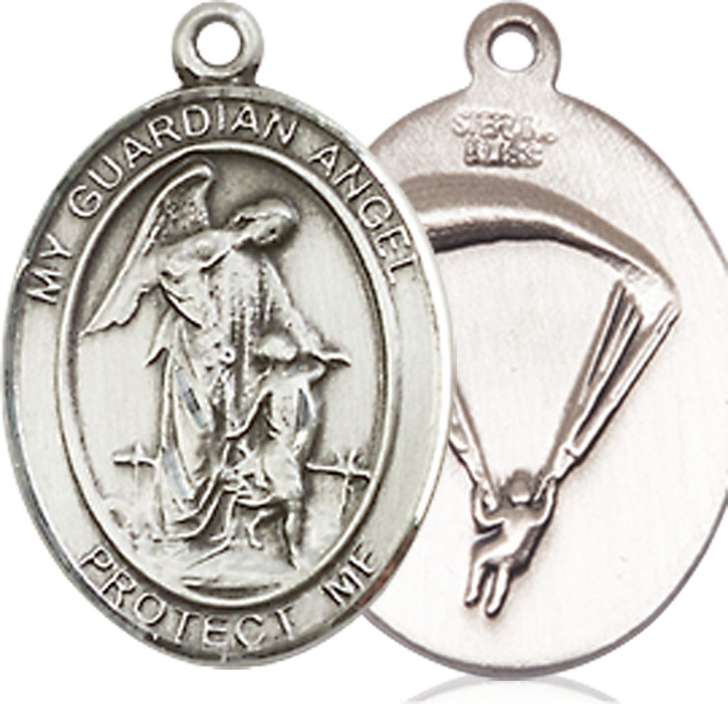 Sterling Silver Guardian Angel Paratrooper Medal