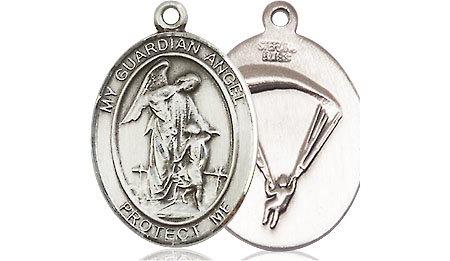 Sterling Silver Guardian Angel Paratrooper Medal
