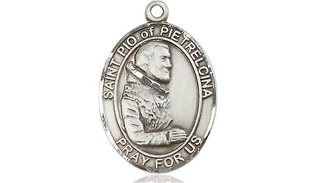 Sterling Silver Saint Pio of Pietrelcina Medal - With Box