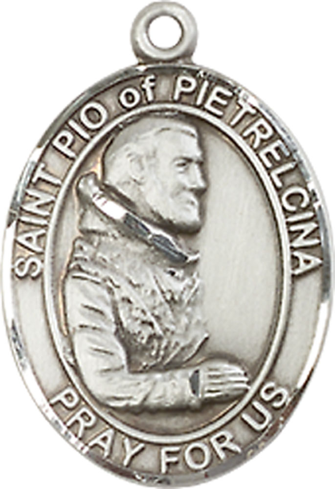 Sterling Silver Saint Pio of Pietrelcina Medal - With Box