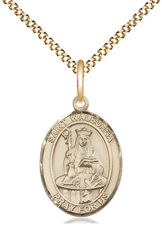 14kt Gold Filled Saint Walburga Pendant on a 18 inch Gold Plate Light Curb chain