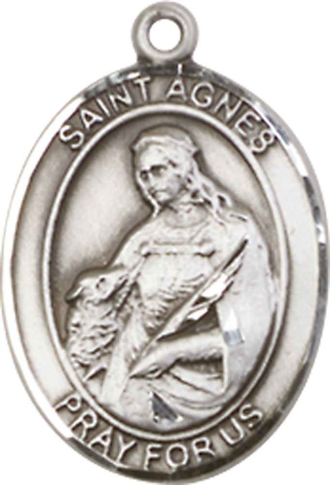Sterling Silver Saint Agnes of Rome Medal - With Box