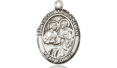 Sterling Silver Saints Cosmas &amp; Damian Medal