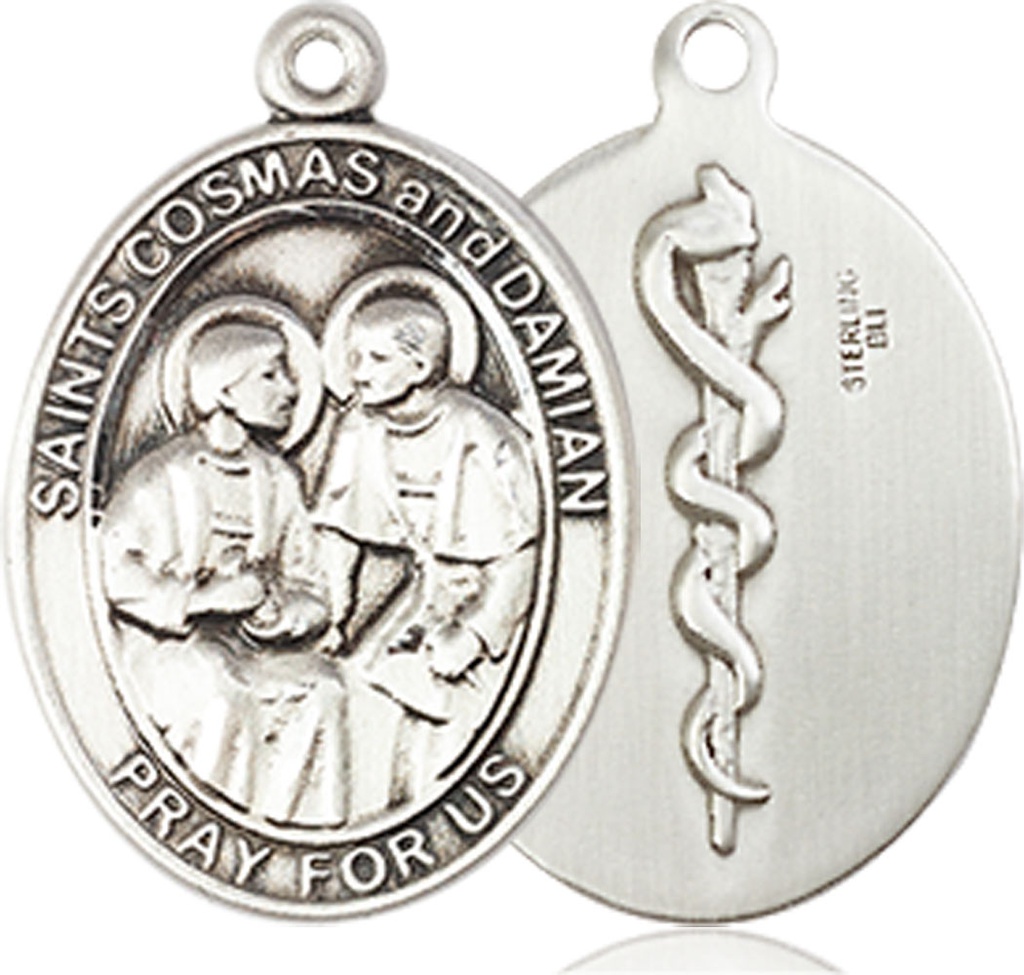 Sterling Silver Saints Cosmas &amp; Damian Doctors Medal