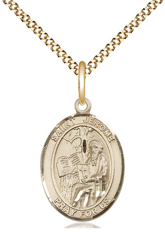14kt Gold Filled Saint Jerome Pendant on a 18 inch Gold Plate Light Curb chain