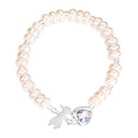 Children's Pink Pearlized Bracelet with Guardian Angel Heart and Metal Girl Charm Boxed