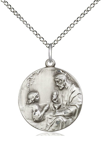 Sterling Silver Christ &amp; Child Pendant on a 18 inch Sterling Silver Light Curb chain