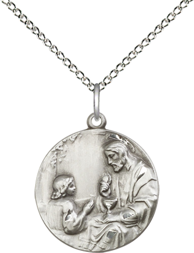 Sterling Silver Christ &amp; Child Pendant on a 18 inch Sterling Silver Light Curb chain