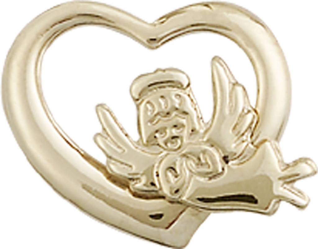 14kt Gold Heart Guardian Angel Medal