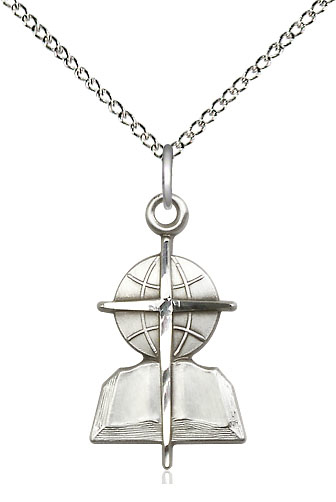 Sterling Silver Southern Baptist Pendant on a 18 inch Sterling Silver Light Curb chain