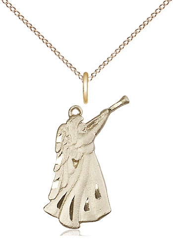 14kt Gold Filled Guardian Angel Pendant on a 18 inch Gold Filled Light Curb chain
