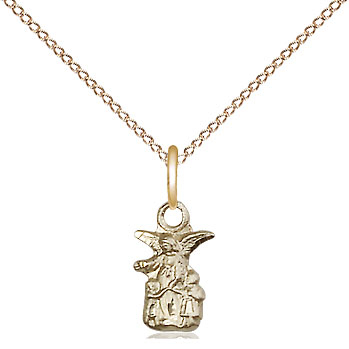 14kt Gold Filled Littlest Angel Pendant on a 18 inch Gold Filled Light Curb chain