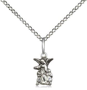 Sterling Silver Littlest Angel Pendant on a 18 inch Sterling Silver Light Curb chain
