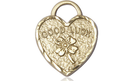 14kt Gold Good Luck Shamrock Heart Medal