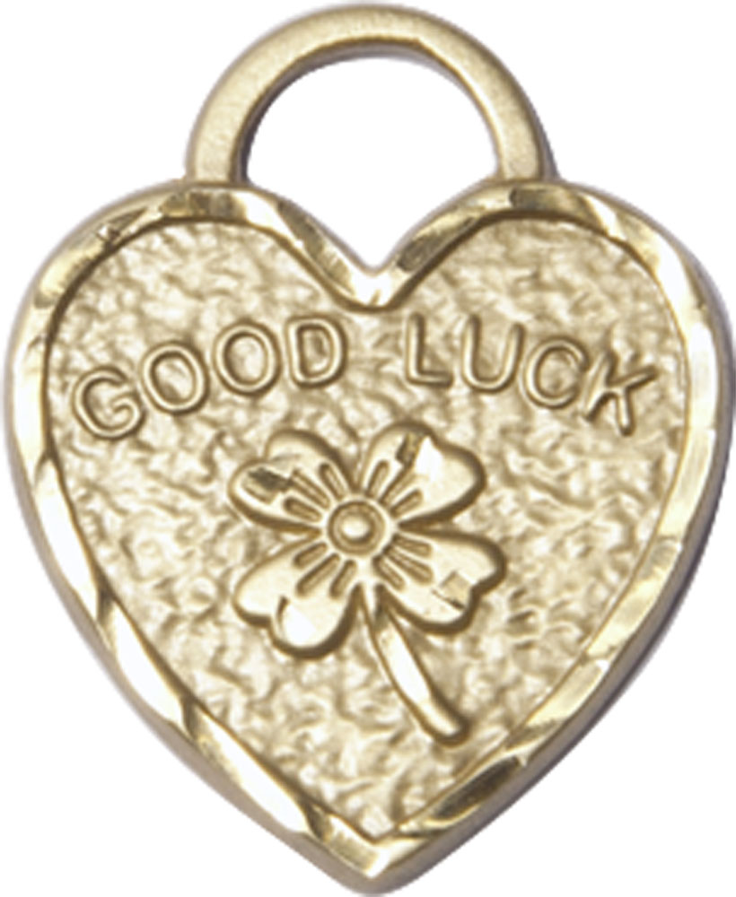 14kt Gold Good Luck Shamrock Heart Medal