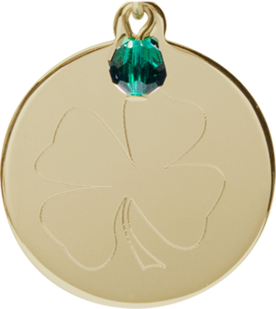 14kt Gold Shamrock Medal with a Emerald bead