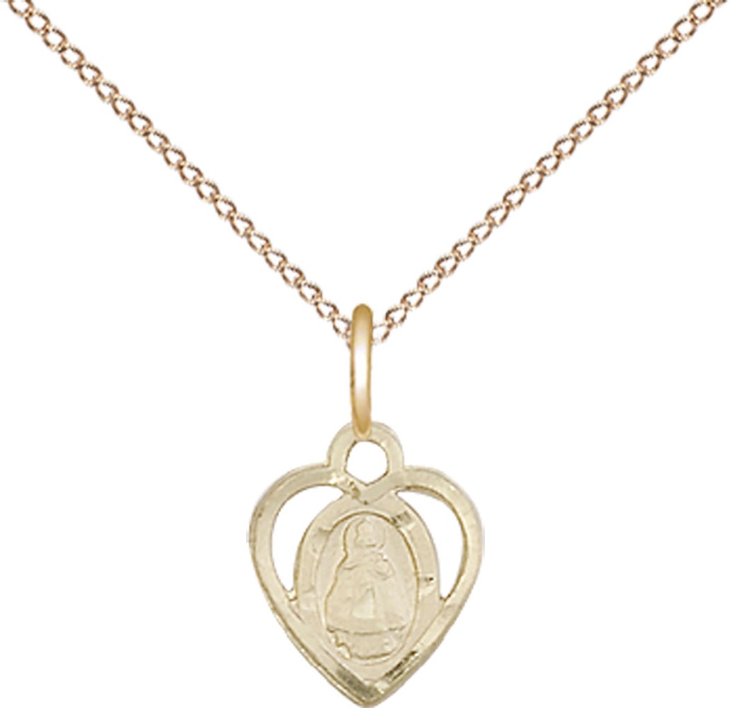 14kt Gold Filled Infant Pendant on a 18 inch Gold Filled Light Curb chain