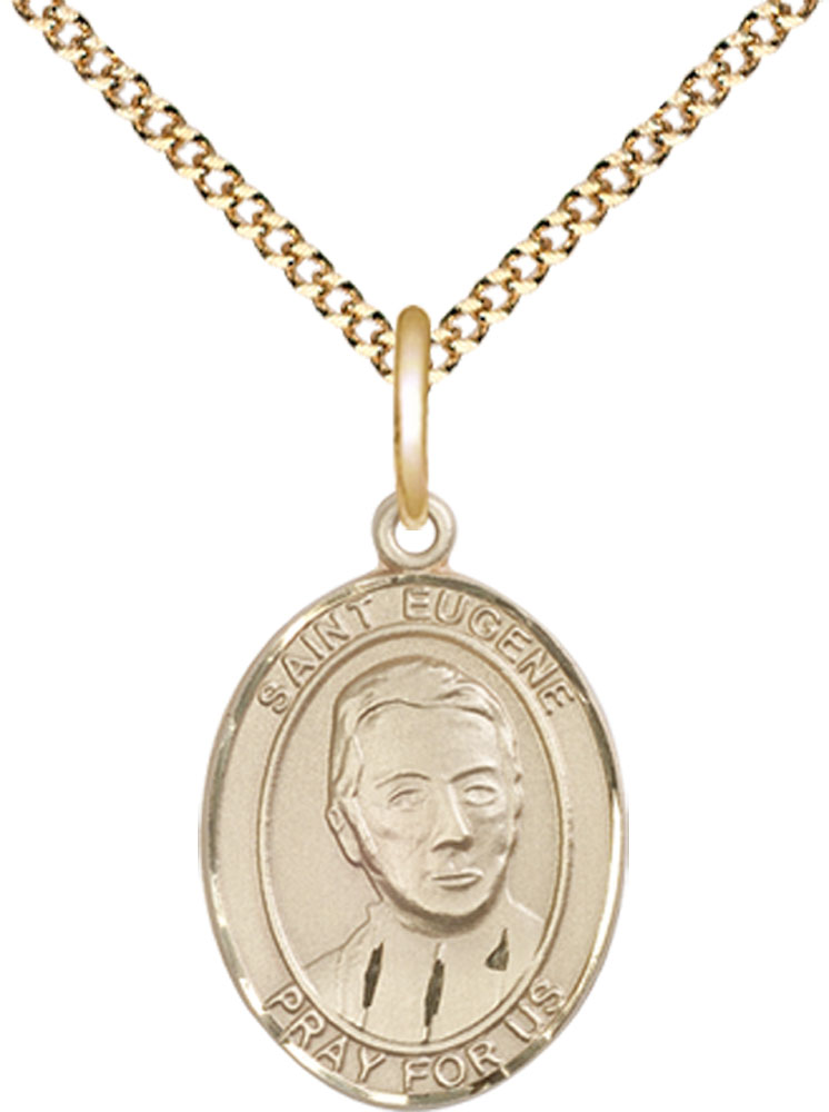 14kt Gold Filled Saint Eugene de Mazenod Pendant on a 18 inch Gold Plate Light Curb chain
