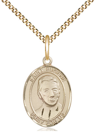 14kt Gold Filled Saint Eugene de Mazenod Pendant on a 18 inch Gold Plate Light Curb chain