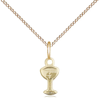 14kt Gold Filled Chalice Pendant on a 18 inch Gold Filled Light Curb chain