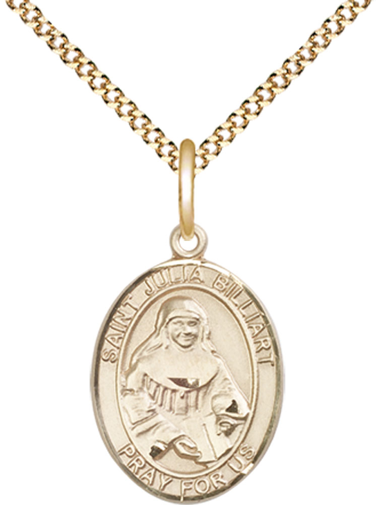 14kt Gold Filled Saint Julia Billiart Pendant on a 18 inch Gold Plate Light Curb chain