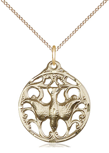 14kt Gold Filled Holy Spirit Pendant on a 18 inch Gold Filled Light Curb chain