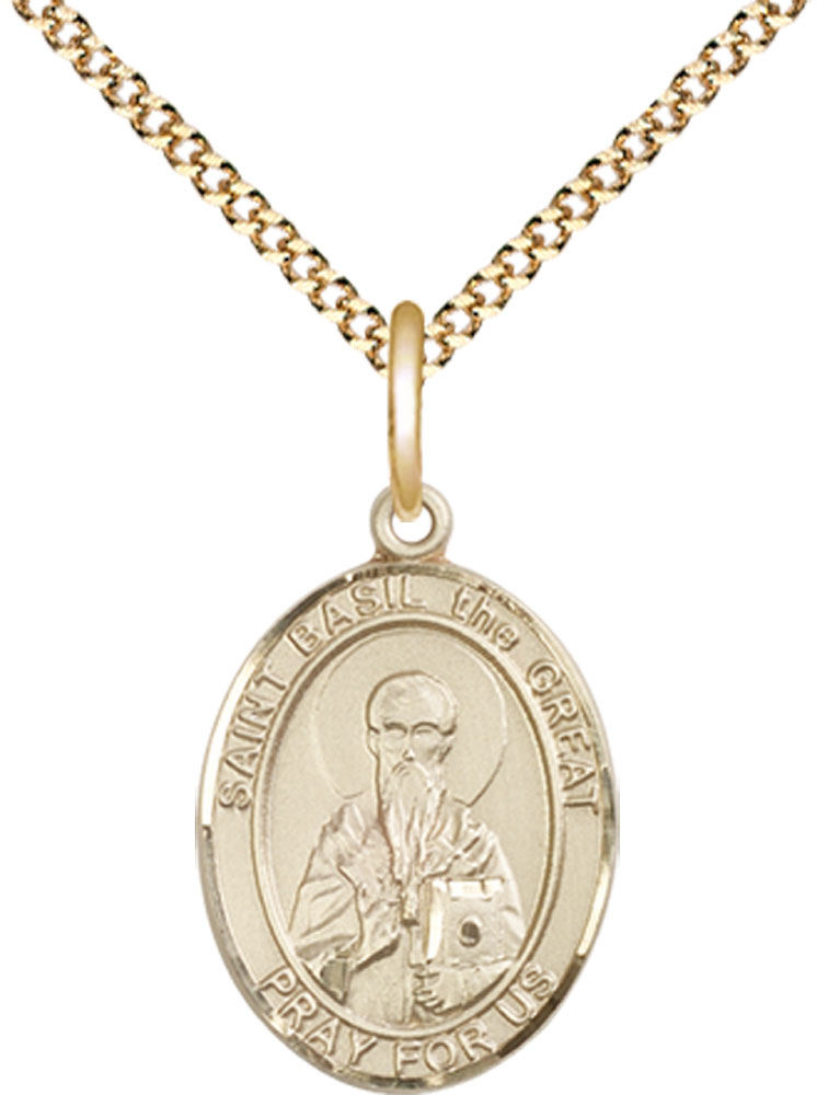 14kt Gold Filled Saint Basil the Great Pendant on a 18 inch Gold Plate Light Curb chain