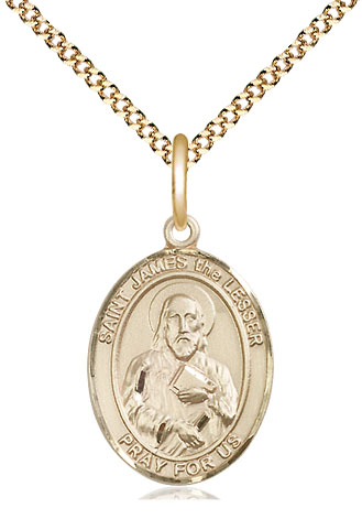 14kt Gold Filled Saint James the Lesser Pendant on a 18 inch Gold Plate Light Curb chain