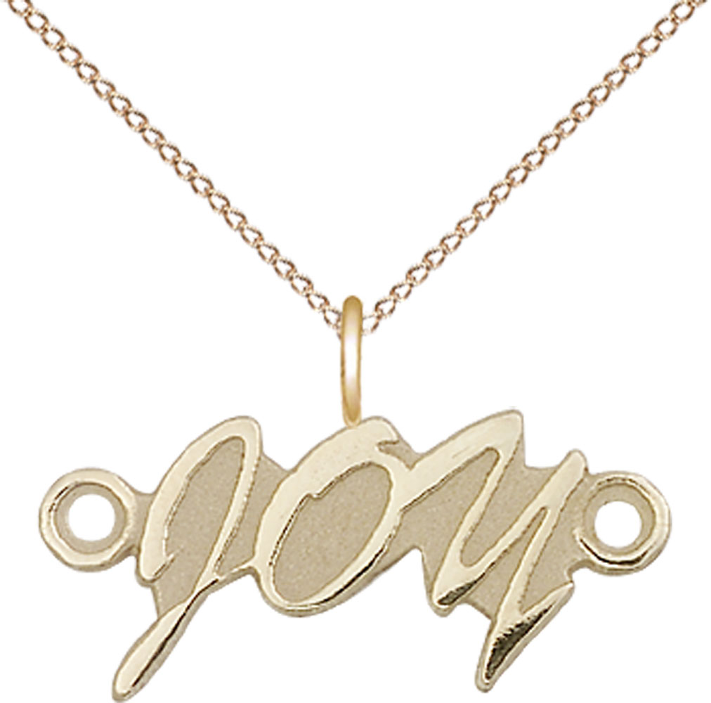 14kt Gold Filled Joy Pendant on a 18 inch Gold Filled Light Curb chain