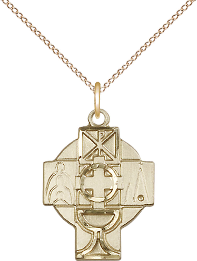 14kt Gold Filled RCIA Pendant on a 18 inch Gold Filled Light Curb chain