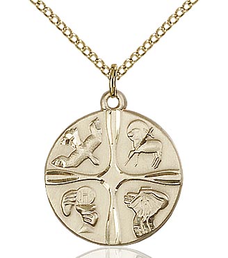 14kt Gold Filled Christian Life Pendant on a 18 inch Gold Filled Light Curb chain